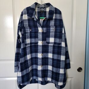 Banana Republic Blue and White Plaid Shirt Jacket